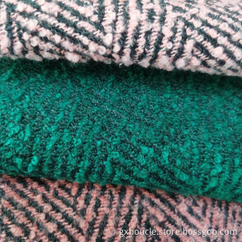Boucle loops yarn herringbone colorful design fabrics